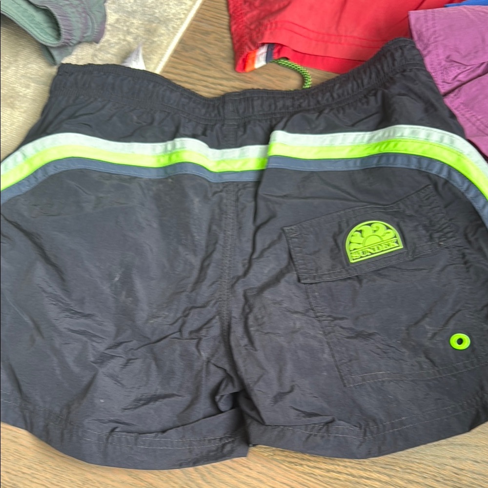 Sundek Black and Green Swim Trunks Lightweight Water-Resistant